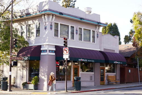 FATAPPLE'S Berkeley Exterior of Building at the corner of Rose Street and Martin Luther King Jr. Way in Berkeley, California