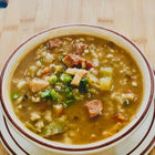 Bowl of Chicken & Sausage Gumbo Soup.  Available in El Cerrito. 